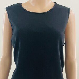 Eileen Fisher Top Women's Sz L Black Organic Cotton Crew Neck Neutral Minimalist